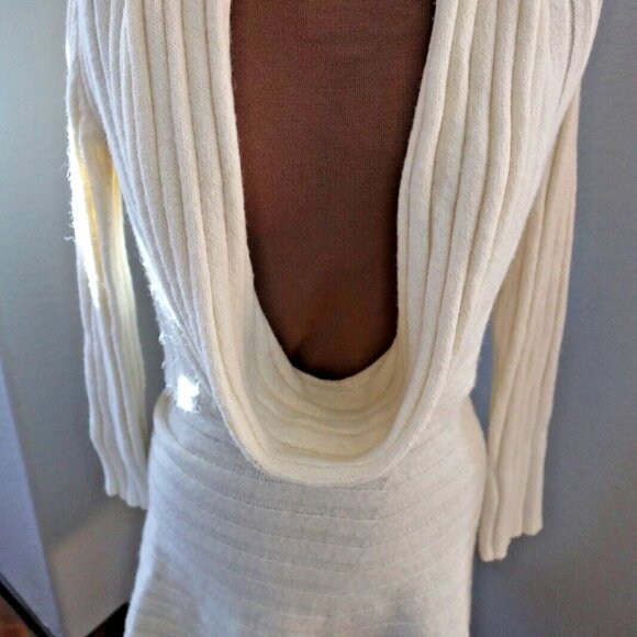 Women's Cable Knit Sweater Dress Short Sleeve Ivory Size S - Picture 7 of 16